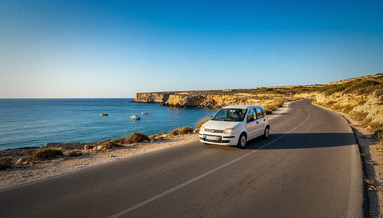 Auto a noleggio su una strada costiera a Malta